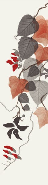 Agnès Saint Pierre - feuilles et fleurs - rouge - papier peint - tissu - marque-page