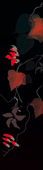 Agnès Saint Pierre - feuilles et fleurs - noir - papier peint - bois - velours - marque-page